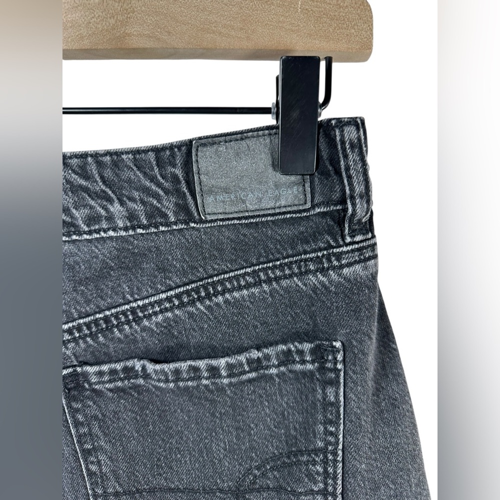 American Eagle High Waisted Ruffle Denim Mini Skirt Black Size 6 Distressed Jean - Picture 8 of 10